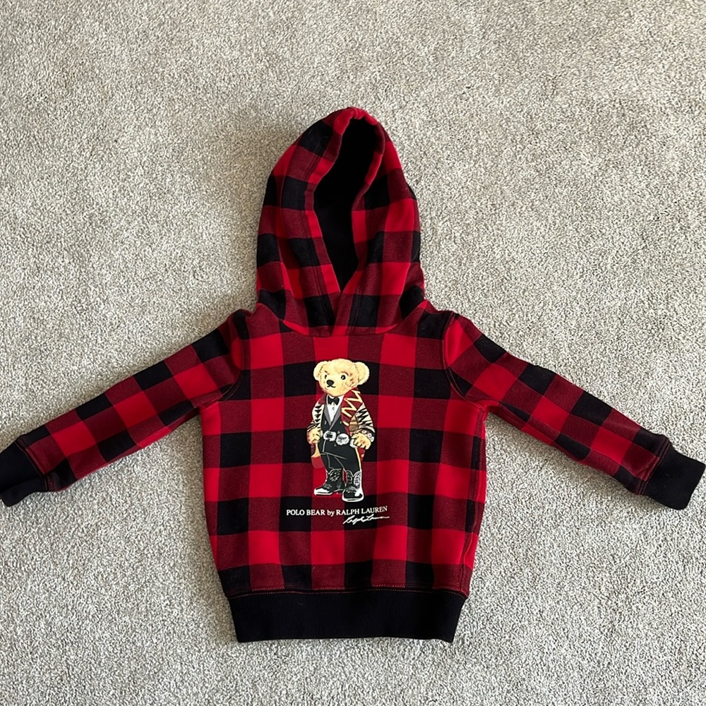 Polo bear plaid hoodie